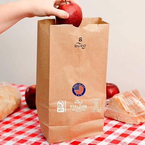 أكياس ورقية Kraft FSC - مصنوعة في الولايات المتحدة الأمريكية (500CT ، 4 رطل) in Kuwait