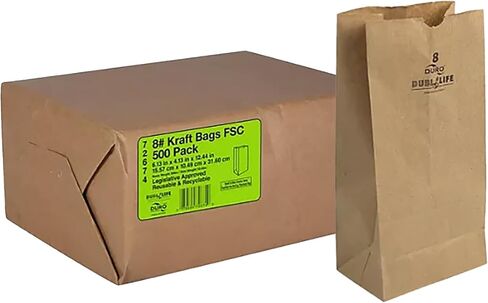 أكياس ورقية Kraft FSC - مصنوعة في الولايات المتحدة الأمريكية (500CT ، 4 رطل) in Kuwait