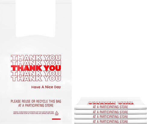 400 Pack Thank You T-Shirt Bags - Premium Quality 15 Mic (0.6 Mil) Thick Reusable Plastic Bags: 11.5" x 6.5" x 21 in Saudi Arabia