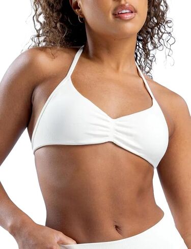 AJISAI Womens Halter Neck Padded Strappy Bra Seamless Sports Bras Backless Wireless with Removable Pads for Workout Gym Yoga in Saudi Arabia