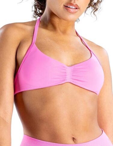 AJISAI Womens Halter Neck Padded Strappy Bra Seamless Sports Bras Backless Wireless with Removable Pads for Workout Gym Yoga in Saudi Arabia