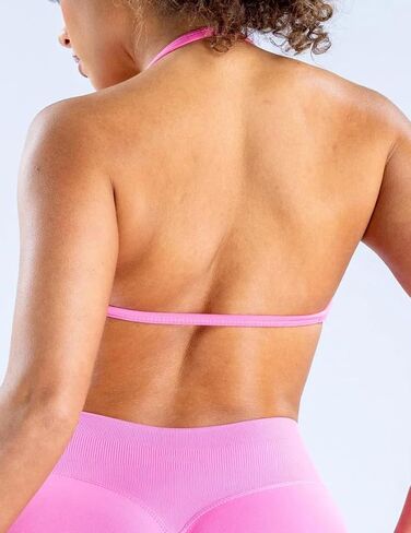 AJISAI Womens Halter Neck Padded Strappy Bra Seamless Sports Bras Backless Wireless with Removable Pads for Workout Gym Yoga in Saudi Arabia