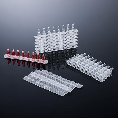 4E's USA Type B - PCR 8-Strip, 0.1mL, Unattached Optical Flat Caps, Transparent, 125 Strips/Bag in Saudi Arabia