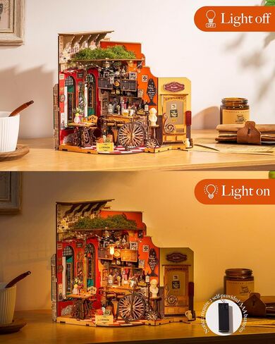 طقم أثاث مصغر خشبي لبيت الدمى من روبوتايم بتصميم منزل صغير أخضر مع إضاءة LED أفضل هدايا عيد الميلاد للنساء والفتيات in Kuwait