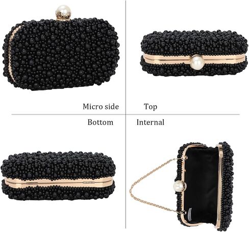 Oweisong White Pearl Clutch Purses for Women Beaded Clutch Bag Formal Wedding Bride Evening Bag Party Tote Handbag in Saudi Arabia