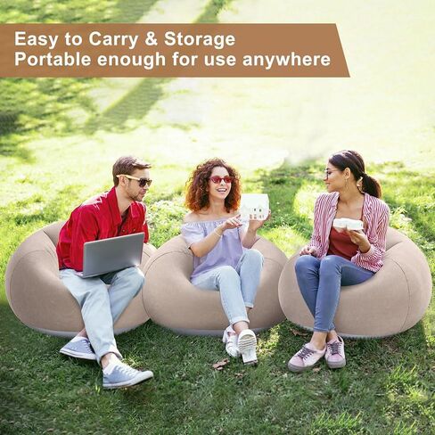 Inflatable Flocked Portable and Easy to Store Single Lazy Sofa, Outdoor Leisure Thickened Reclining Chair Bean Bag Sofa Bed in Saudi Arabia