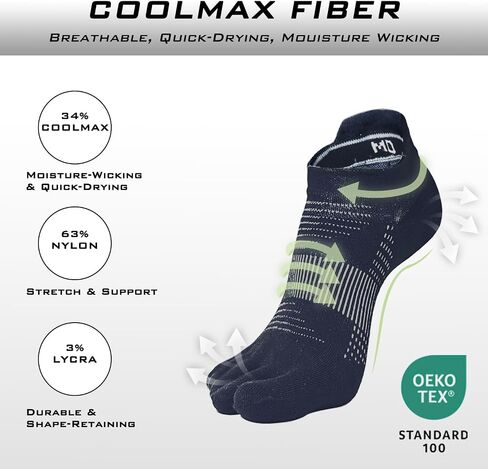 Ankle Toe Socks for Women Men, COOLMAX Five Finger Socks, High Performance Athletic Running Socks(3 Pairs) in Saudi Arabia