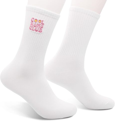 Cute Mama Embroidered Socks, White Crew Socks for Mom, Birthday Mothers Day Christmas Valentines Gifts for Mom New Mom Step Mom Mommy, Romantic Mom Gifts from Daughter Son. (173) in Kuwait