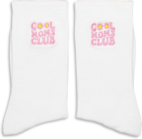 Cute Mama Embroidered Socks, White Crew Socks for Mom, Birthday Mothers Day Christmas Valentines Gifts for Mom New Mom Step Mom Mommy, Romantic Mom Gifts from Daughter Son. (173) in Kuwait