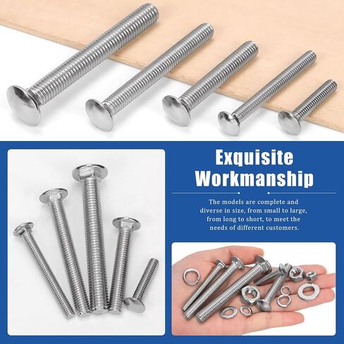 Glarks 60pcs M6 M8 M10 مسامير البراغي ، مسامير رقبة مربعة الرأس ، مسامير البراغي عربة الرقبة مربعة مع المكسرات والغسالات لصناعة الآلات in Kuwait