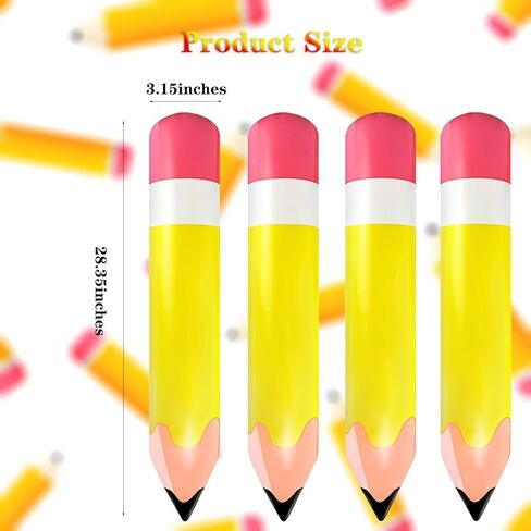 4 Pcs Large Giant Inflatable Pencil Balloon Birthday Party Back To School Graduation Favor Blow Up Balloon Hanging Classroom Decoration Suitable for Classroom Garden Room Birthday Party Decorations in Kuwait