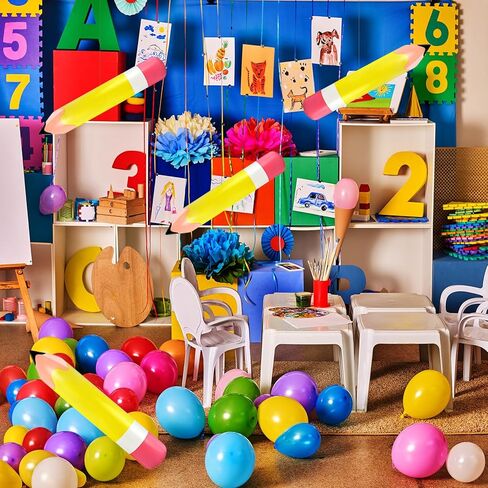 4 Pcs Large Giant Inflatable Pencil Balloon Birthday Party Back To School Graduation Favor Blow Up Balloon Hanging Classroom Decoration Suitable for Classroom Garden Room Birthday Party Decorations in Kuwait