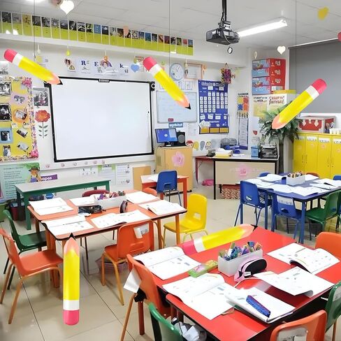 4 Pcs Large Giant Inflatable Pencil Balloon Birthday Party Back To School Graduation Favor Blow Up Balloon Hanging Classroom Decoration Suitable for Classroom Garden Room Birthday Party Decorations in Kuwait