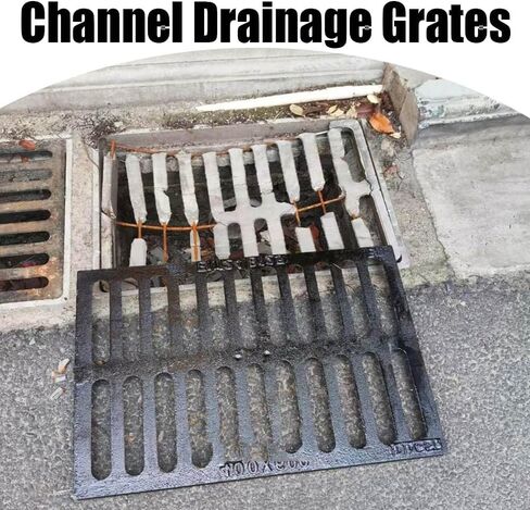 Black Sewer Grates Cover Outdoor Drain Grate Cast Iron Channel Drain Cover, Non Slip Driveway/Garage/Concrete Floor Drainage Grates(20x10in-50x25cm) in Kuwait