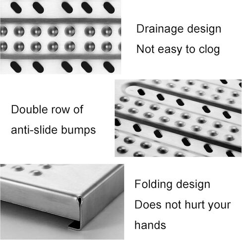 Stainless Steel Channel Drain Grate Cover, Outdoor Metal Drainage Grates, Trench Drain Grates for Fence Line,Yard,Sewer,Sidewalk,Commercial Floor(Silver-201,58x30x2.5cm) in Kuwait