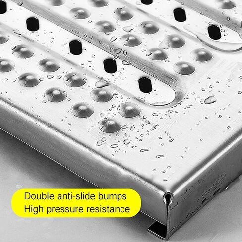 Stainless Steel Channel Drain Grate Cover, Outdoor Metal Drainage Grates, Trench Drain Grates for Fence Line,Yard,Sewer,Sidewalk,Commercial Floor(Silver-201,58x30x2.5cm) in Kuwait