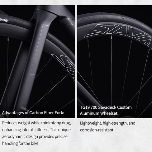 SAVADECK Carbon Road Bike, T800 Carbon Fiber Frame 700C Racing Bicycle with Shimano R4700 20 Speed Groupset and Hydraulic Disc Brake, Ultra-Light Carbon Bike for Adult in Kuwait