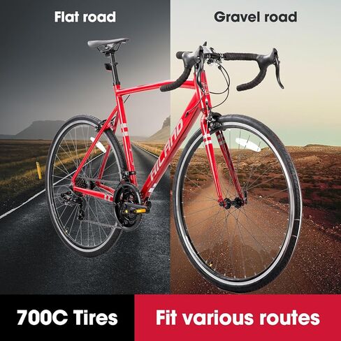 هيلاند للبالغين دراجة الطريق 700C دراجة سباق مع 14 سرعة ، إطار الألومنيوم ، فرامل الفرجار ، دراجة ركاب المدينة للنساء الرجال in Kuwait
