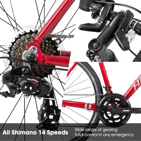 هيلاند للبالغين دراجة الطريق 700C دراجة سباق مع 14 سرعة ، إطار الألومنيوم ، فرامل الفرجار ، دراجة ركاب المدينة للنساء الرجال in Kuwait