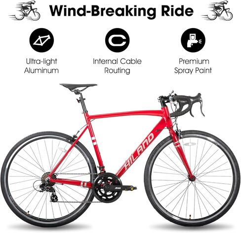 هيلاند للبالغين دراجة الطريق 700C دراجة سباق مع 14 سرعة ، إطار الألومنيوم ، فرامل الفرجار ، دراجة ركاب المدينة للنساء الرجال in Kuwait