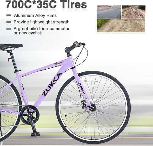 ZUKKA 700C Road Bike for Adult 7 Speed Road Bike Hybrid Road Bicycle Aluminum Frame/Dual-Disc Brakes/Multiple Colors in Kuwait