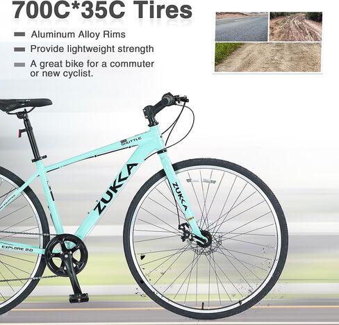 ZUKKA 700C Road Bike for Adult 7 Speed Road Bike Hybrid Road Bicycle Aluminum Frame/Dual-Disc Brakes/Multiple Colors in Kuwait