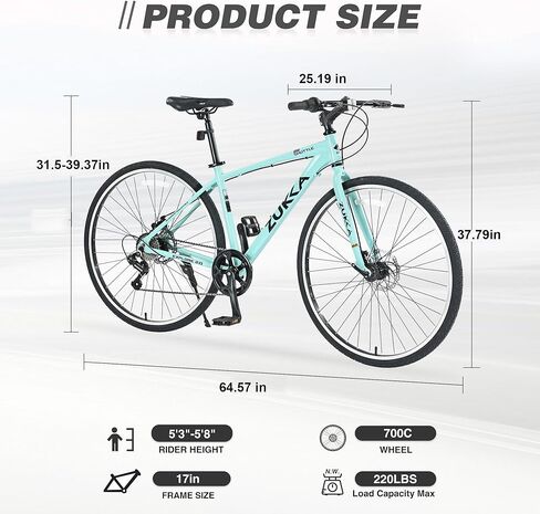 ZUKKA 700C Road Bike for Adult 7 Speed Road Bike Hybrid Road Bicycle Aluminum Frame/Dual-Disc Brakes/Multiple Colors in Kuwait