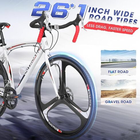 700C Lightweight Aluminum Road Bike – 14-21 Speed Commuter Bicycle with Dual Disc/V Brakes for Men & Women (Black, Red, Blue, White) in Saudi Arabia