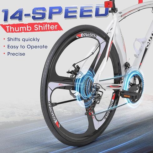 700C Lightweight Aluminum Road Bike – 14-21 Speed Commuter Bicycle with Dual Disc/V Brakes for Men & Women (Black, Red, Blue, White) in Saudi Arabia