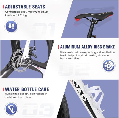 700C Lightweight Aluminum Road Bike – 14-21 Speed Commuter Bicycle with Dual Disc/V Brakes for Men & Women (Black, Red, Blue, White) in Saudi Arabia