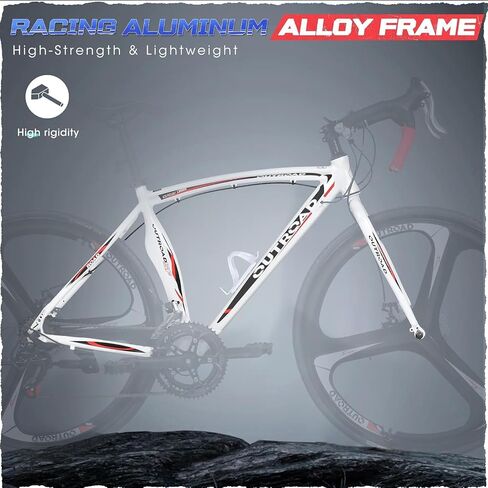 700C Lightweight Aluminum Road Bike – 14-21 Speed Commuter Bicycle with Dual Disc/V Brakes for Men & Women (Black, Red, Blue, White) in Saudi Arabia