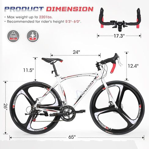 700C Lightweight Aluminum Road Bike – 14-21 Speed Commuter Bicycle with Dual Disc/V Brakes for Men & Women (Black, Red, Blue, White) in Saudi Arabia