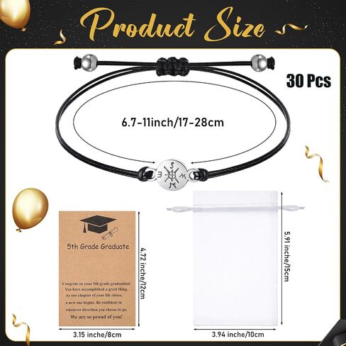 Tondiamo 30 Pcs 2025 Cross Bracelets Bulk Class of 2025 Graduation Gifts Graduation Bracelet Distance Friendship Bracelets with Card and Organza Bag for College High School Graduate Gifts in Saudi Arabia