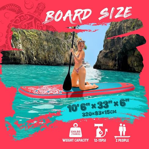 FEATH-R-LITE Inflatable Ultra-Light 10'×30''/10'6''×33'' Stand Up Paddle Board for All Skill Levels with Premium SUP Paddleboard Accessories,Non-Slip Comfort Deck for Youth & Adults in Saudi Arabia