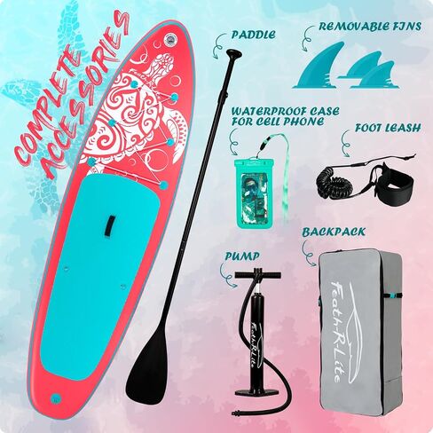 FEATH-R-LITE Inflatable Ultra-Light 10'×30''/10'6''×33'' Stand Up Paddle Board for All Skill Levels with Premium SUP Paddleboard Accessories,Non-Slip Comfort Deck for Youth & Adults in Saudi Arabia