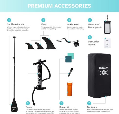 10’6’’ Portable Inflatable Stand Up Paddle Board (SUP) for Adults and Youth with Non-Slip Deck – Complete Accessories Kit, Perfect for Fishing, Yoga, Fitness & Family Fun in Kuwait