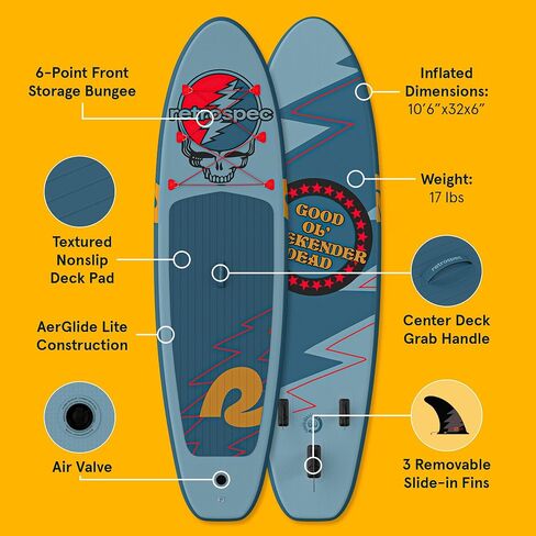 Retrospec Weekender Inflatable Stand Up Paddle Board Includes Paddle, Pump, and Accessories 10’6" Lightweight iSUP, Puncture Resistant Inflatable Paddle Board for Adults in Saudi Arabia