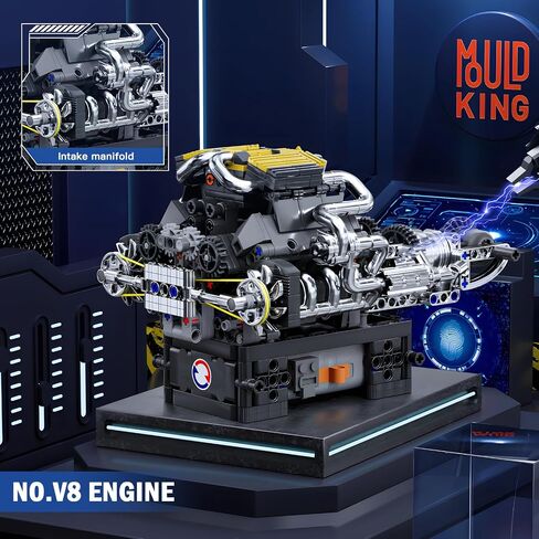 Mould King V8 Model Engine Kit for Adults, V8 Engine Building Sets, Mini Engine Toys Scale with Motor, STEM Project Building Kits, DIY Collectible Blocks for Boys (1169 Pieces) 10203 in Kuwait