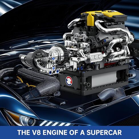 Mould King V8 Model Engine Kit for Adults, V8 Engine Building Sets, Mini Engine Toys Scale with Motor, STEM Project Building Kits, DIY Collectible Blocks for Boys (1169 Pieces) 10203 in Kuwait