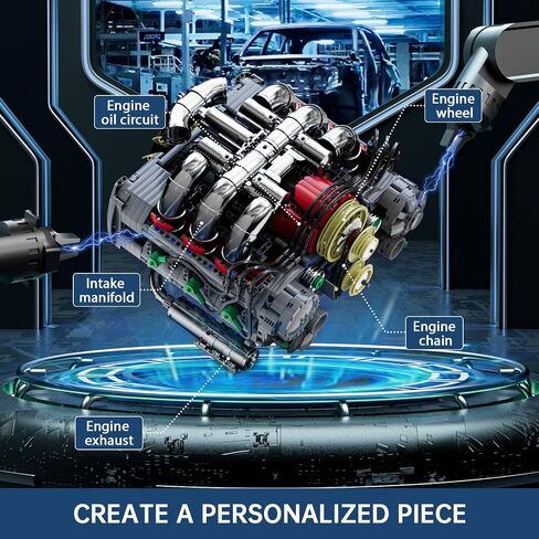 Mould King V8 Model Engine Kit for Adults, V8 Engine Building Sets, Mini Engine Toys Scale with Motor, STEM Project Building Kits, DIY Collectible Blocks for Boys (1169 Pieces) 10203 in Kuwait