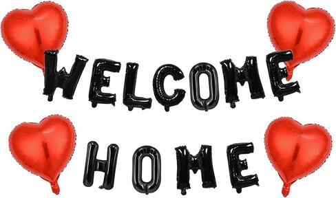 Welcome Home Balloon Aluminum Film Party Decorations Welcome Party Supplies (Rose Gold welcome home) in Kuwait