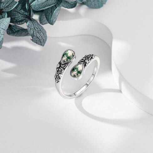Moonstone/Moss Agate/Turquoise Spoon Rings 925 Sterling Silver Vintage Sumflower Thumb Ring for Women Vintage Gemstone Rings Gift For Mom Wife Sister Her in Kuwait