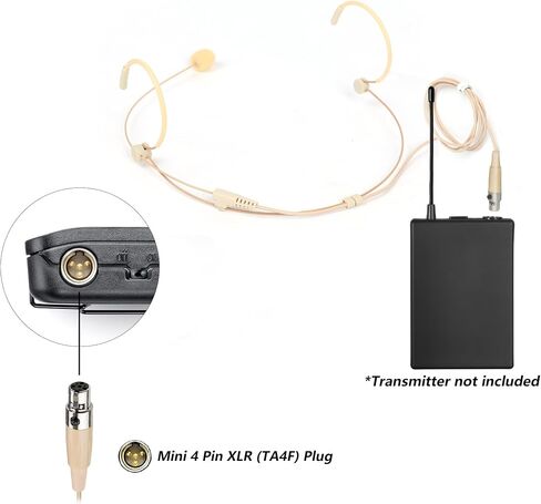 Beige Headworn Microphone,Daul Ear Hook Mic,Condenser Headset Mics for Audio Technica Microphone Wireless Systems,Ideal for Lectures,Actors,Theater,Podcasts in Saudi Arabia