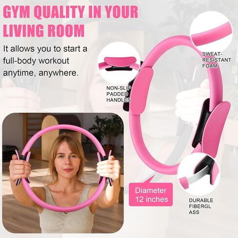 10 Pcs Pilates Ring Set for Women Home Yoga Equipment Accessories Pilates Ring Circle and Ball Workouts Gift Include Ball Yoga Circle Resistance Bands Block Straps Gym Bag in Saudi Arabia