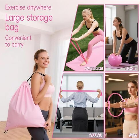 KABCON Pilates Ring Essentials Set for Women with 9.8" Exercise Ball,Elastic Bands, Yoga Socks, Carrying Bag, 13-Pcs Home Workout Set in Saudi Arabia