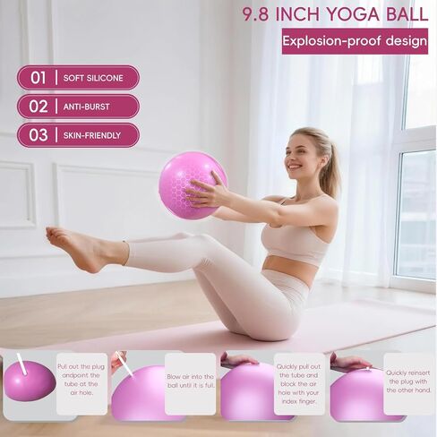KABCON Pilates Ring Essentials Set for Women with 9.8" Exercise Ball,Elastic Bands, Yoga Socks, Carrying Bag, 13-Pcs Home Workout Set in Saudi Arabia