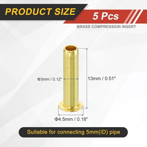 uxcell 10Pcs Fit for 3mm(1/8") Tube ID Brass Compression Fitting, Insert Tube Support Compression Sleeve Fitting, Sleeve Ferrules for Water Oil Air Pipe in Saudi Arabia