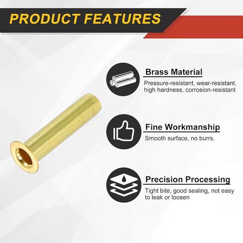 uxcell 10Pcs Fit for 3mm(1/8") Tube ID Brass Compression Fitting, Insert Tube Support Compression Sleeve Fitting, Sleeve Ferrules for Water Oil Air Pipe in Saudi Arabia