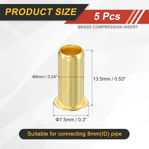 uxcell 10Pcs Fit for 3mm(1/8") Tube ID Brass Compression Fitting, Insert Tube Support Compression Sleeve Fitting, Sleeve Ferrules for Water Oil Air Pipe in Saudi Arabia