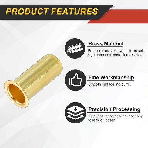 uxcell 10Pcs Fit for 3mm(1/8") Tube ID Brass Compression Fitting, Insert Tube Support Compression Sleeve Fitting, Sleeve Ferrules for Water Oil Air Pipe in Saudi Arabia
